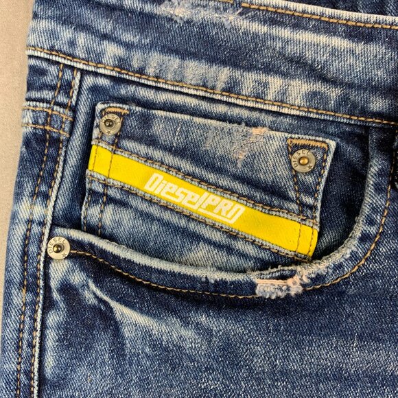 Diesel Mens Pants 32 Blue Distressed Jeans Shioner Regular Straight Italy 32x27 - Picture 4 of 15